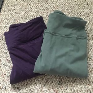 Purple and olive long workout leggings - size S